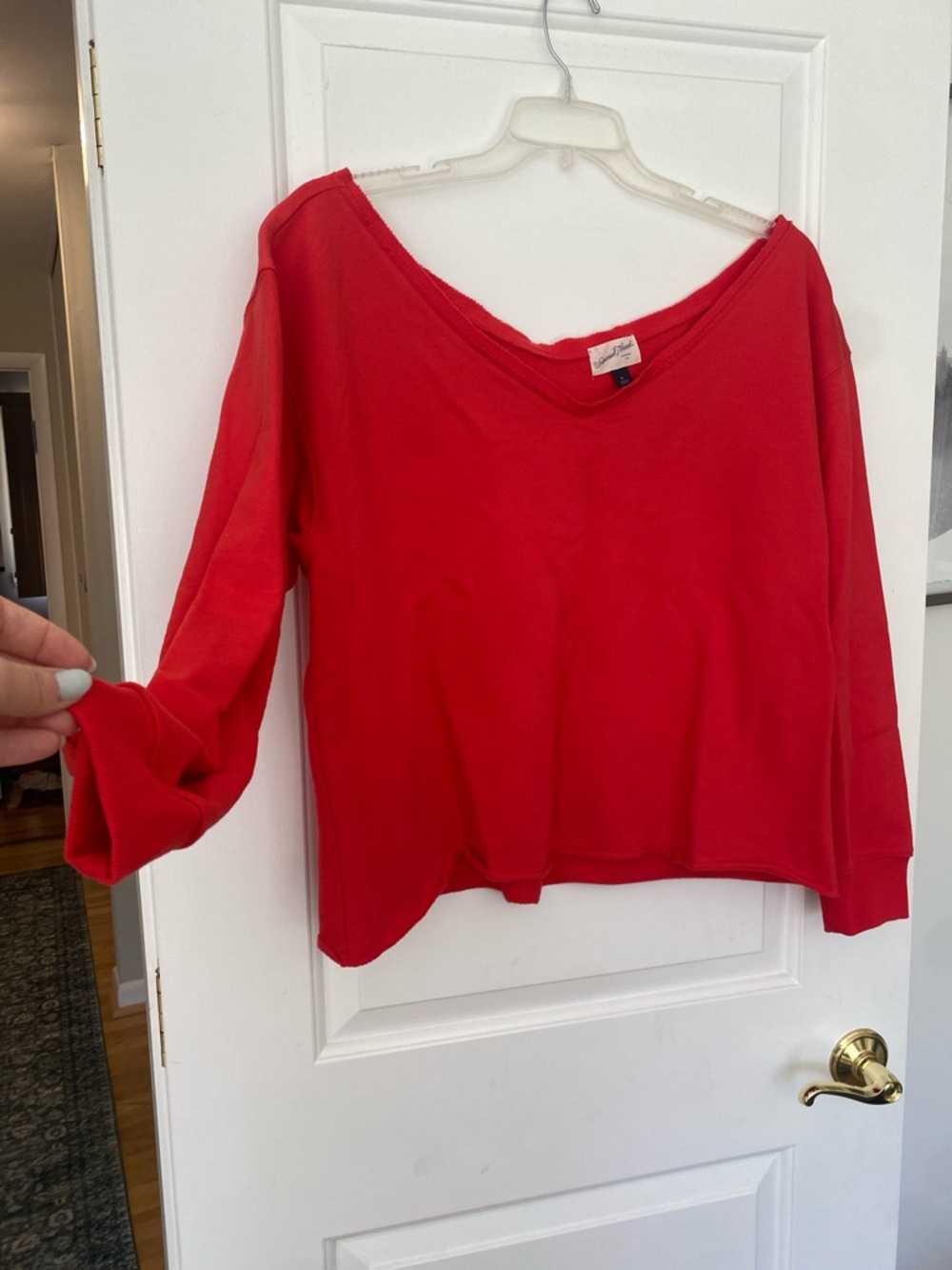 Universal Thread Red V-Neck Pullover Sweatshirt - Picture 3 of 5